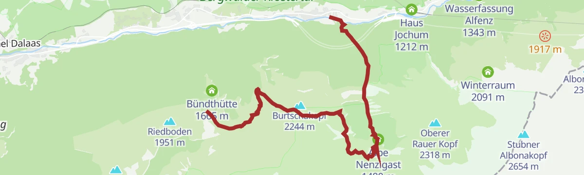 Route map: Nenzigasttal - Sonnenkopf